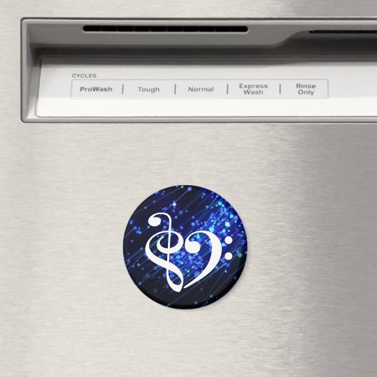 Treble Clef Bass Clef Heart Blue Cluster Nebula Magneet (Insitu (Vaatwasser))