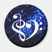 Treble Clef Bass Clef Heart Blue Cluster Nebula Magneet (Voorkant)