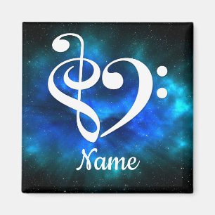 Treble Clef Bass Clef Heart Blue Nebula Gepersonal Magneet