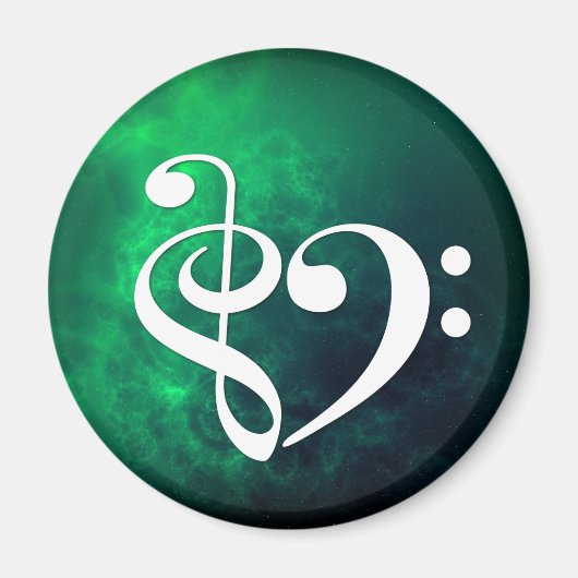 Treble Clef Bass Clef Heart Bug Green Nebula Magneet (Voorkant)
