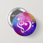 Treble Clef Bass Clef Heart But Paarse Nebula Ronde Button 5,7 Cm (Voorkant /achterkant)