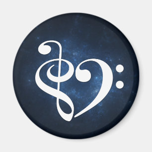 Treble Clef Bass Clef Heart Dark Blue Nebula Magneet