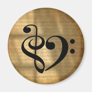 Treble Clef Bass Clef Heart Golden Sheet Music Magneet