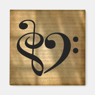 Treble Clef Bass Clef Heart Golden Sheet Music Magneet