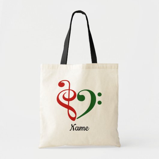 Treble Clef Bass Clef Heart Kerstmis Gepersonalise Tote Bag (Voorkant)
