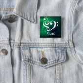 Treble Clef Bass Clef Heart Nebula Gepersonaliseer Vierkante Button 5,1 Cm (In situ)