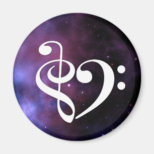 Treble Clef Bass Clef Heart Paarse Haze Nebula Magneet