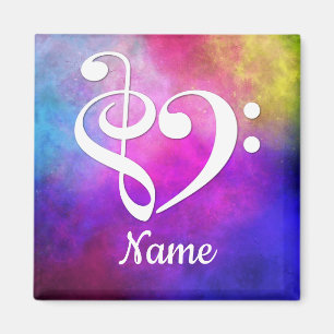 Treble Clef Bass Clef Heart Pink Nebula Gepersonal Magneet