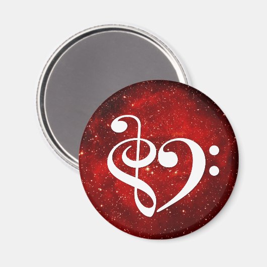 Treble Clef Bass Clef Heart Red Rosette Nebula Magneet (Voorkant / Achterkant)