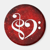 Treble Clef Bass Clef Heart Red Rosette Nebula Magneet (Voorkant)