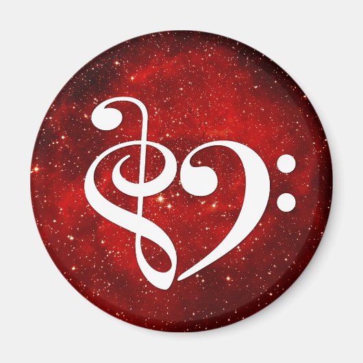Treble Clef Bass Clef Heart Red Rosette Nebula Magneet (Voorkant)