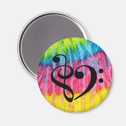 Treble Clef Bass Clef Heart Retro Hippie Stropdas- Magneet (Voorkant / Achterkant)