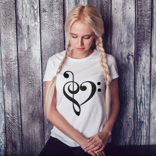 Treble Clef & Bass Clef Heart T-shirt