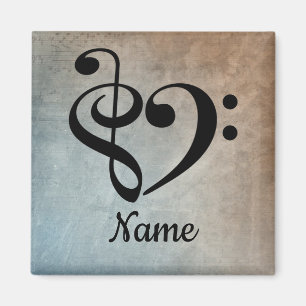 Treble Clef Bass Clef Music Heart Gepersonaliseerd Magneet