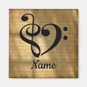 Treble Clef Bass Clef Music Heart Gepersonaliseerd Magneet