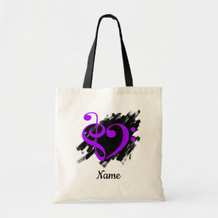 Treble Clef Bass Clef Music Heart Gepersonaliseerd Tote Bag