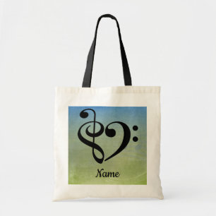 Treble Clef Bass Clef Music Heart Gepersonaliseerd Tote Bag