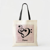 Treble Clef Bass Clef Music Heart Gepersonaliseerd Tote Bag (Voorkant)