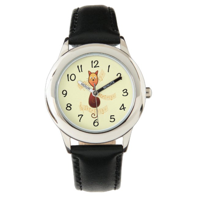 Treble Clef Cat Horloge (Voorkant)