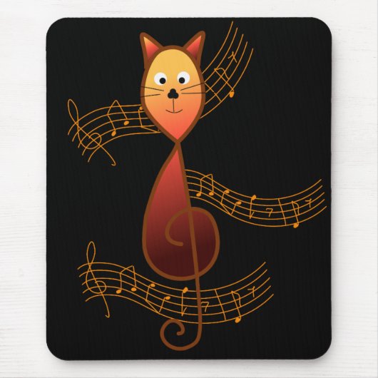 Treble Clef Cat Muismat (Voorkant)