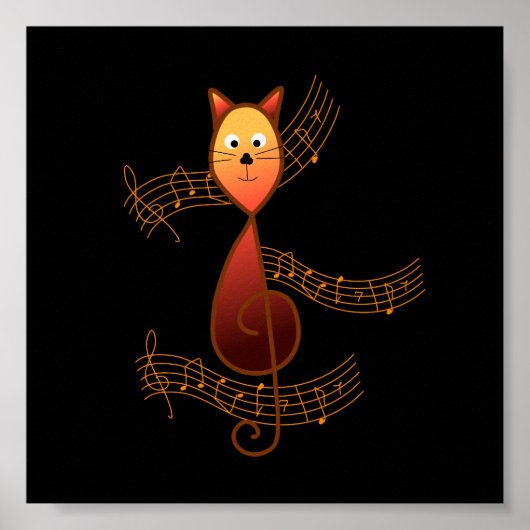 Treble Clef Cat Poster (Voorkant)