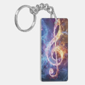 Treble Clef digitale kunst Sleutelhanger (Voorkant Links)