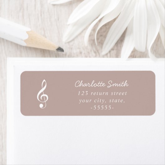 Treble Clef Elegant Script Music Teacher Modern Etiket (Insitu)