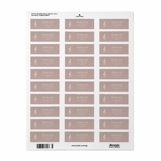 Treble Clef Elegant Script Music Teacher Modern Etiket (Full Sheet)