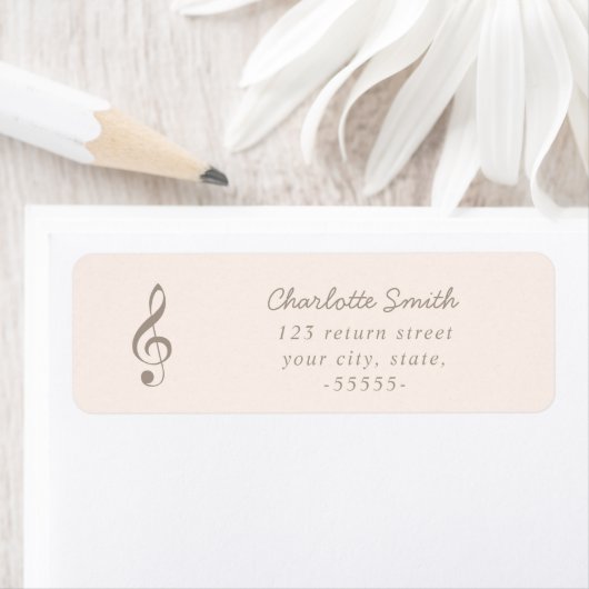 Treble Clef Elegant Script Music Teacher Modern Etiket (Insitu)