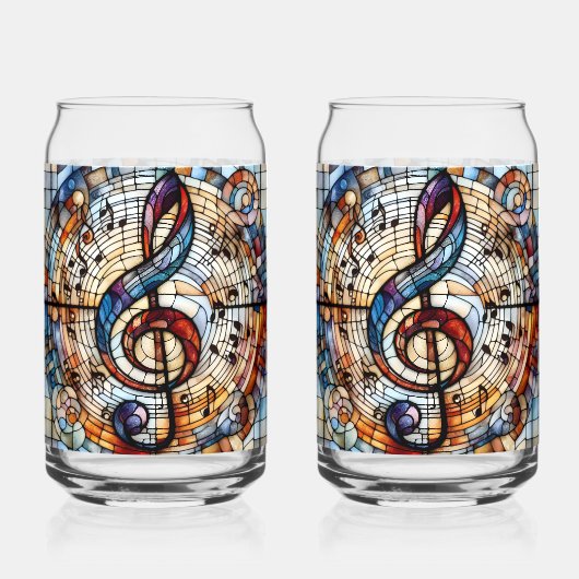 Treble Clef en notities Blikvorm Glas (Achterkant)
