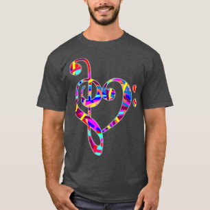 Treble Clef Heart Love Valentijnsdag Music T-shirt