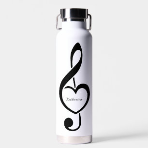 Treble Clef Heart Music Note Persoonlijk Waterfles