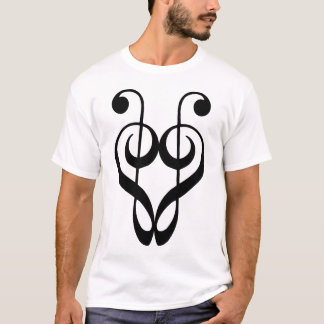 Treble Clef Heart (zwart) T-Shirt