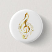 Treble clef in gouden badge ronde button 3,2 cm (Voorkant)