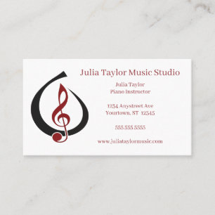 Treble Clef in Open Teardrop Music Teacher Visitekaartje
