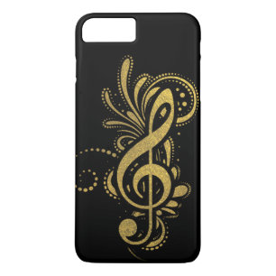 Treble Clef met Decorative Gold Ornament iPhone 8 Plus / 7 Plus Hoesje