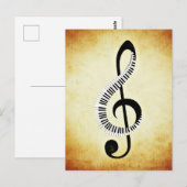 Treble Clef met Piano Keys Briefkaart (Voorkant / Achterkant)