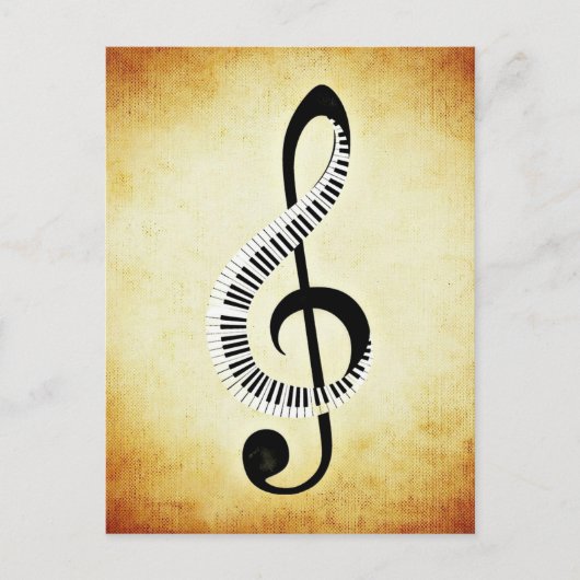 Treble Clef met Piano Keys Briefkaart (Voorkant)