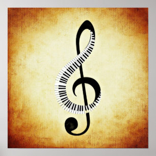 Treble Clef met Piano Keys Poster
