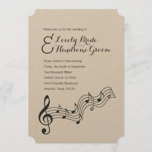Treble Clef Music Lovers Wedding Invitation Kaart