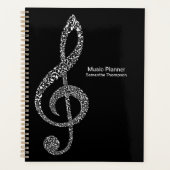 Treble Clef Music Notes Nom complet Noir et blanc  (Devant)