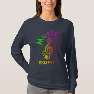 Treble Clef Music Rocks My Life Colorful Graphic T-shirt