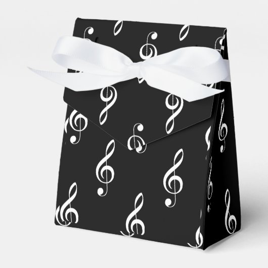 Treble Clef Musical Favor Box II Zwart Bedankdoosjes (Voorkant Zijde)