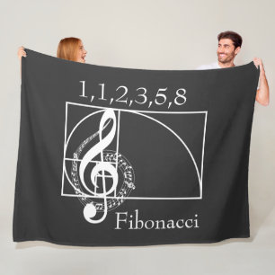 Treble Clef Musical Notes and Fibonacci Spiral Fleece Deken