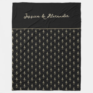 Treble Clef Musical Symbool Muziekliefhebber is zw Fleece Deken