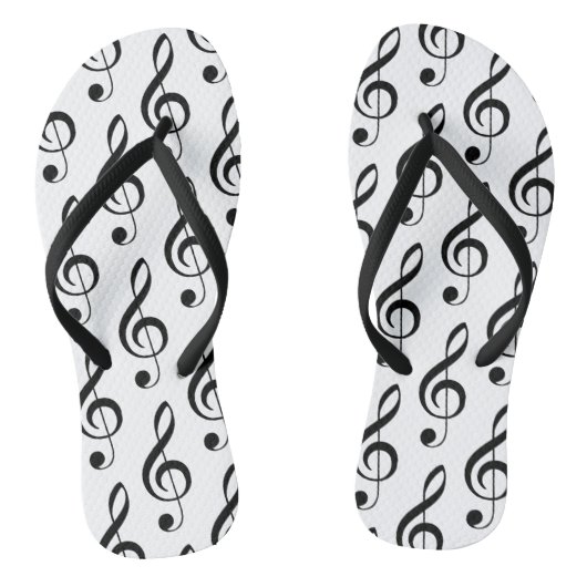 Treble Clef Musical Zwart Wit Song Muziek Teenslippers (Voetbed)