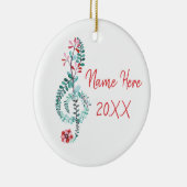 Treble Clef Musician Gift Music Floral Custom Keramisch Ornament (Rechts)