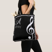 Treble Clef Muziek Zwart Tote Bag (Dichtbij)