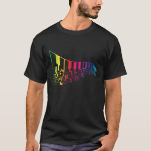Treble Clef Muzieknoten Gift Kleurrijke Piano T-shirt