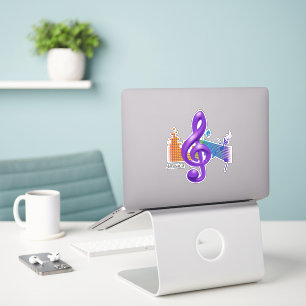Treble Clef Muzieksymbool Levendige kleuren Sticker